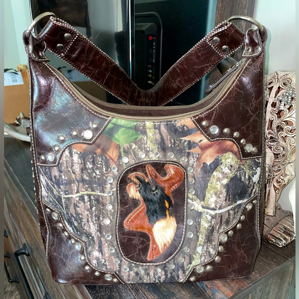 Camo Cowhide Rhinestone Country Purse. Never Used